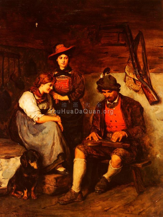 Der zitherspieler Auf Der Alm - 弗朗茨·冯·德弗雷格尔